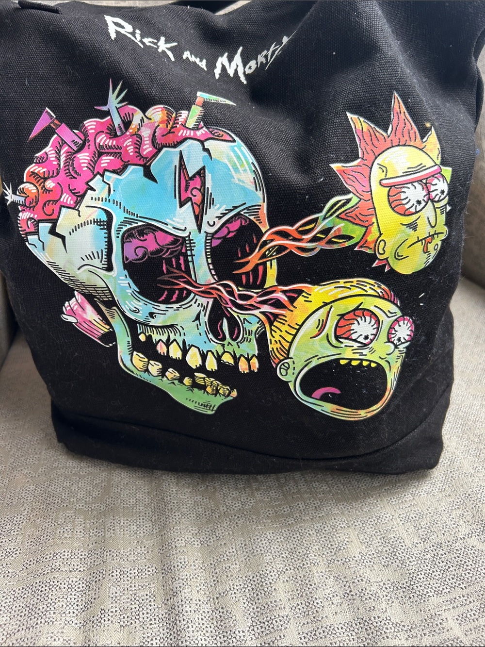Rick and Morty Black Graphic Tote Bag BRAND NEW TAG QUICK NYC SHIPPING - Picture 9 of 16